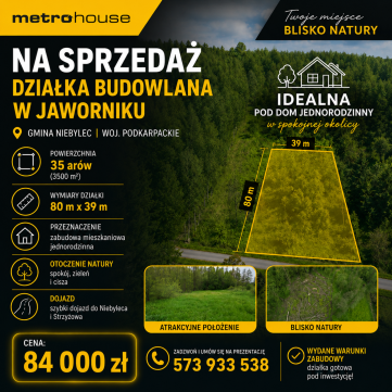 Sprzedaż Działka Jawornik Niebylecki, pow. strzyżowski